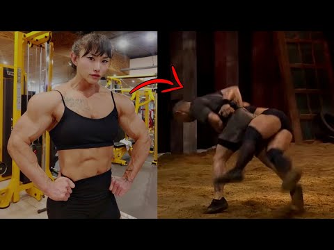 Female BodyBuilder Challenges Man And Fails